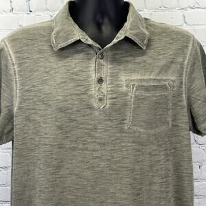 Rock & Republic Polo Shirt Distressed Look Short Sleeve Green L Large